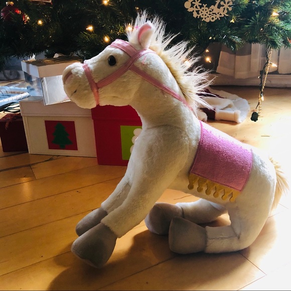 Pottery Barn Kids Plush Toy - White Pony with pink Saddle - 15” - Picture 6 of 13